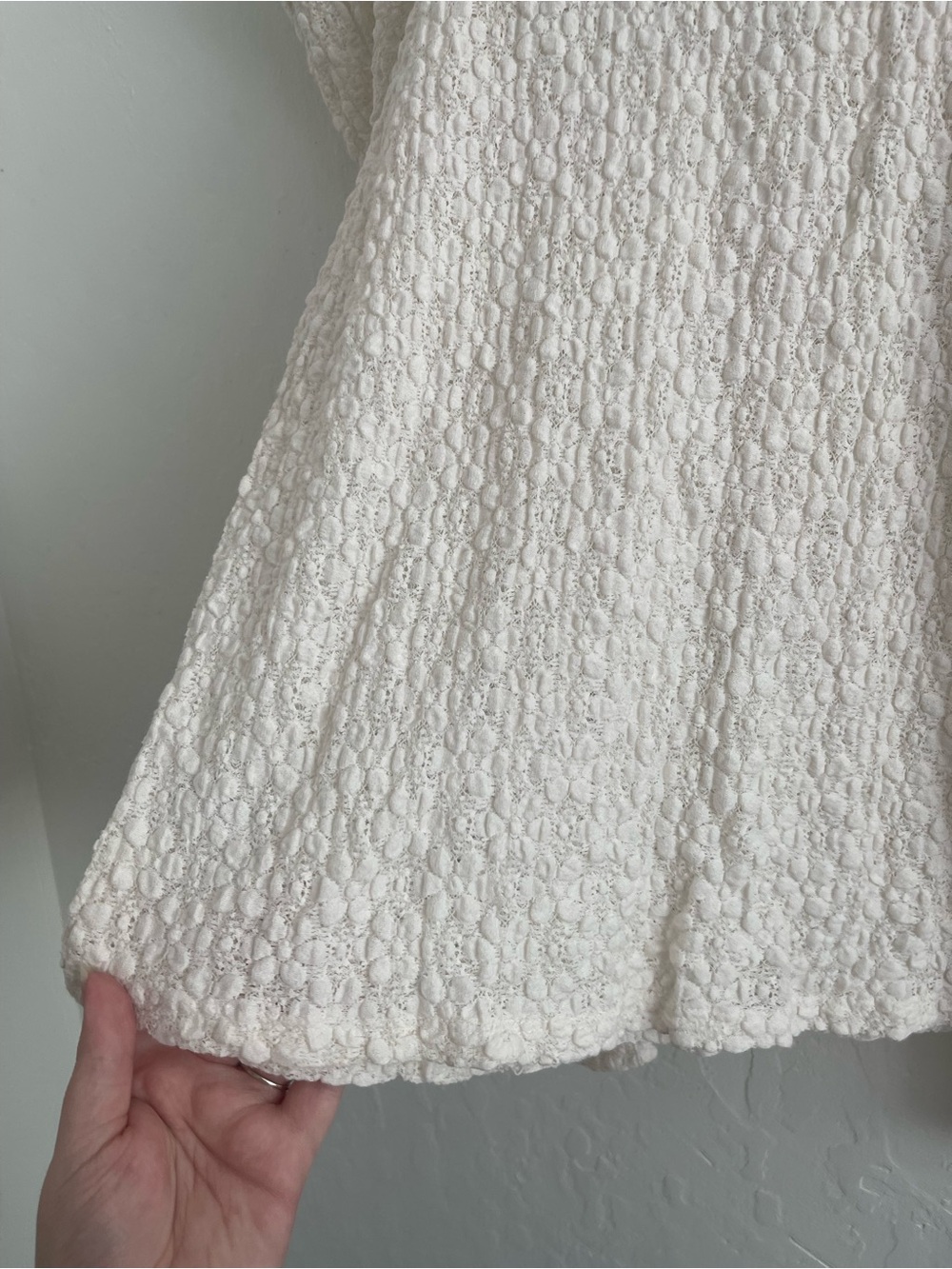 Loft Lace Pleated Puff Sleeve Top Dainty Cream Long Sleeve Blouse Womens Medium - Picture 5 of 8